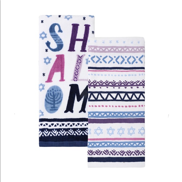 Shalom Shabbat Celebrate Hanukkah Kitchen Towel 2-pk. Nwt - Picture 1 of 3